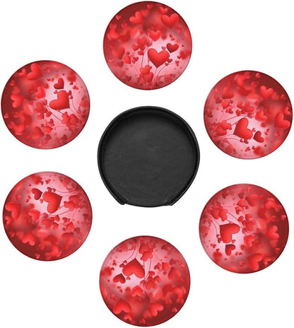 Valentine's Day Heart Balloon Love Leather Coasters Set of 6 - Image 7