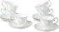 Agyiuns 6 Sets 6oz Porcelain Tea Cups Saucers，White by Agyiuns