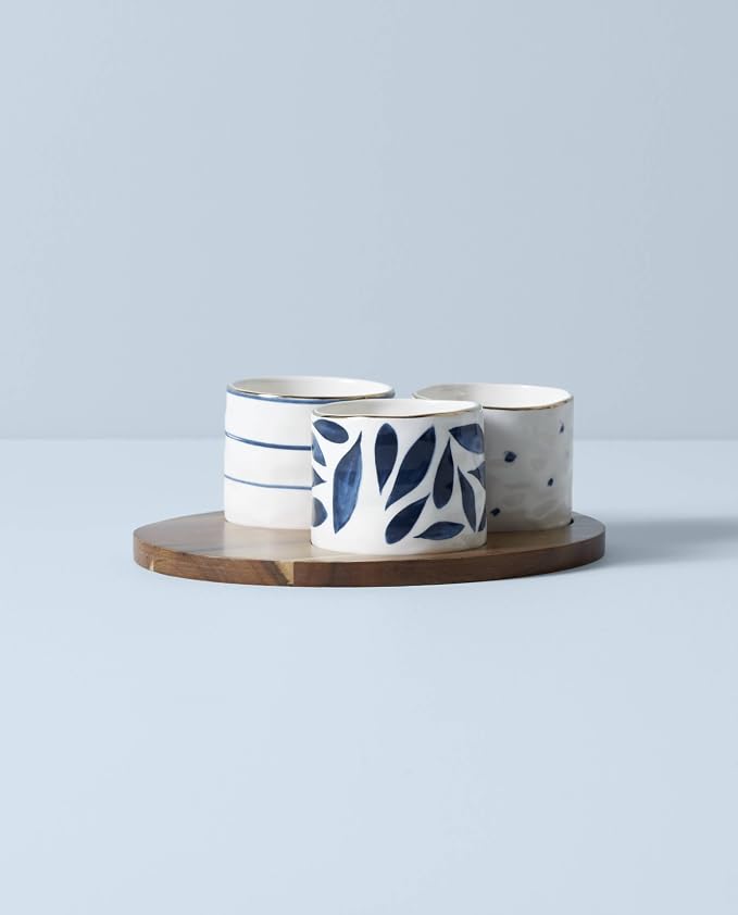 Lenox Blue Bay 4-Piece Snack Bowl & Tray Set, 2.10 LB - Image 2