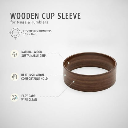 Office Desk & Home Coffee Station Accessory, Wooden Cup Sleeve - Image 4