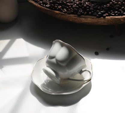 Guangyang 12 Pieces Tea Cup set Fine Porcelain 6oz Cup and Saucer set of 6 - Image 5