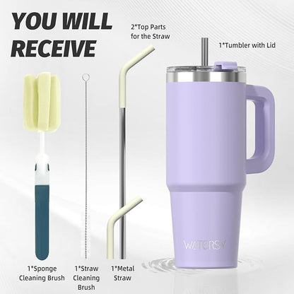 20 oz Tumbler with Handle, Tumbler with Lid and Straw, Double Wall Insulated - Image 2