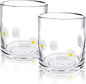 Icon Juice Glasses, 14oz Stemless Wine Drinking Juice Glass Cup for Valentine Party Supplies Gift(2 Pcs,Daisy)