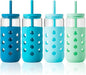 Mrsdry 20 oz Glass Cups with Lids and Straws by Mrsdry
