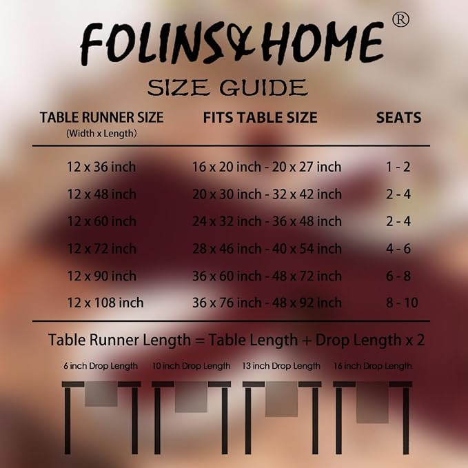 FOLINS&HOME Burgundy Waterproof Decorative Table Runner 90 Inches Long | 210GSM - Image 6