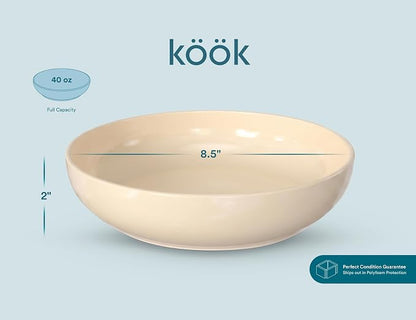 KooK Porcelain Pasta Bowl Set, For Soups and Salads, Serving Bowls, Large - Image 7