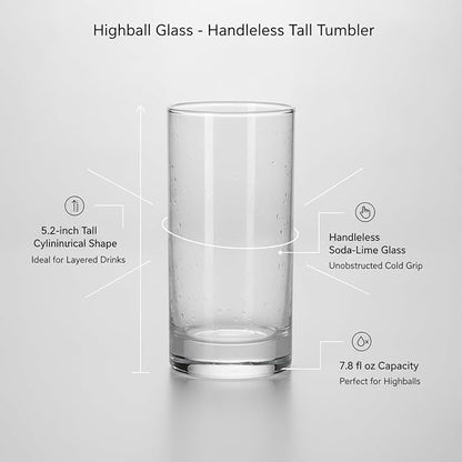 Handleless Highball Glass, 7.8 oz Tall Tumbler - Image 5