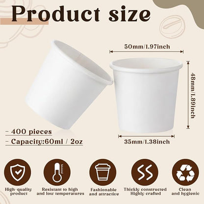400 Pack 2oz Mini Coffee Cups Disposable Paper Cups Hot or Cold Beverage Cup - Image 2