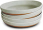 Mora Ceramic Flat Pasta Bowl Set of 4-35oz, Microwave Safe Plate with High Edge - Modern Porcelain Dinnerware for Kitchen and Eating, Large Wide Bowls/Plates for Serving Dinner, Salad, etc- Grey