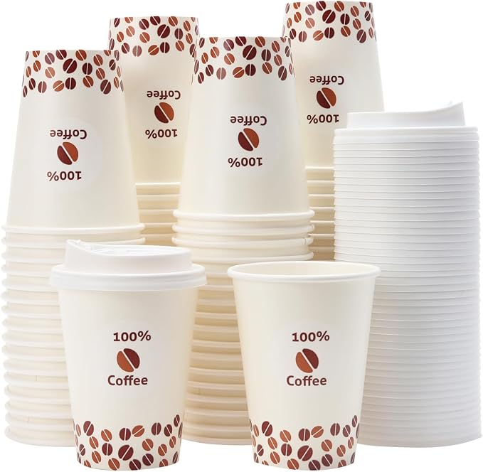 Tamone 100 PACK 12OZ Disposable Coffee Cups by InjectingCreativityandBeautyintoModernLife