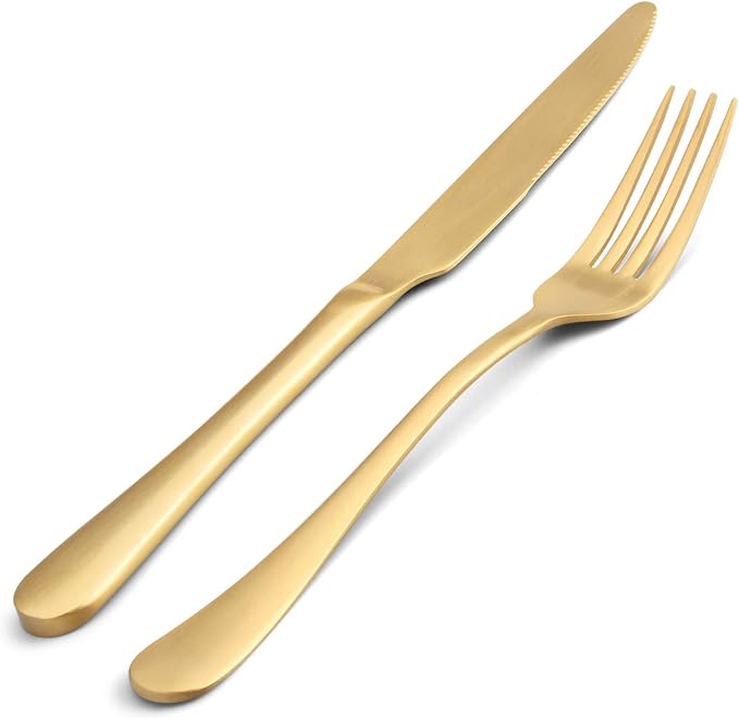 Matte Gold Silverware Set, Satin Finish 20-Piece Stainless Steel Flatware Set - Image 3