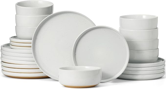 Famiware Milkyway 24-Piece Stoneware Dinnerware Set, Dishes Set by Famiware
