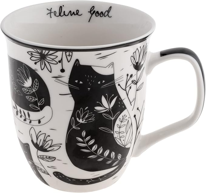Karma Gifts 16 oz Black and White Boho Mug Cat by KarmaGifts