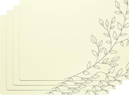 Royalty Art Ivory Boho Placemats, 4 Pc. Set, Non-Slip Cork Backed, Wipeable Heat Resistant Surface for Kitchen and Dining Table Protection, Cute Floral Pattern for Farmhouse or Rustic Decor