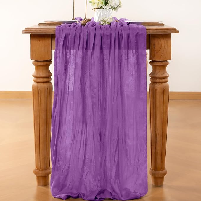 Purple Cheesecloth Table Runner 160 Inches 14 Ft Gauze Table Runner | Summer - Image 2