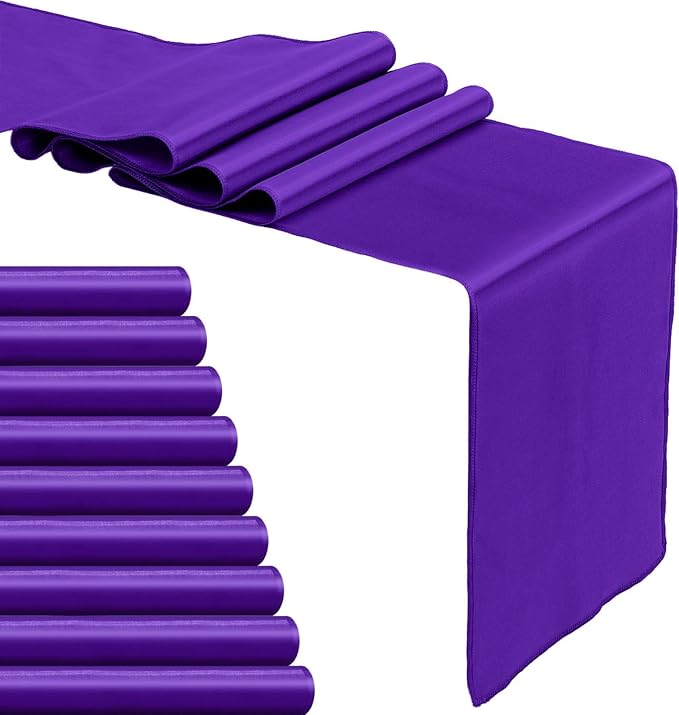 10-Pack Purple Satin Table Runner 12 x 108 Inch Long Bright and Smooth Silk - Image 8