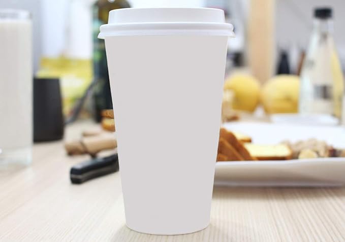 Disposable Coffee Cups with Lids 16 oz - Image 2
