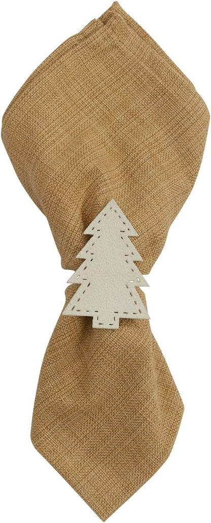 Park Designs Cream Tree Napkin Ring Set of 4 | 1.75" Metal Napkin Holders | Holiday Tree Cutout Design | Elegant Cream Christmas Table Decor | Durable Reusable Dining Accessory for Festive & Everyday