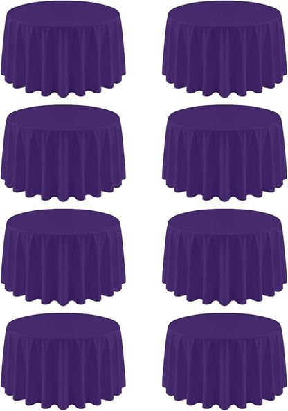 8 Pack Round Tablecloth 120 Inch Cloth Purple Tablecloth for Round Tables, Washable Polyester Table Cloth Stain and Wrinkle Resistant Decorative Table Cover for Wedding Party Dining Banquet