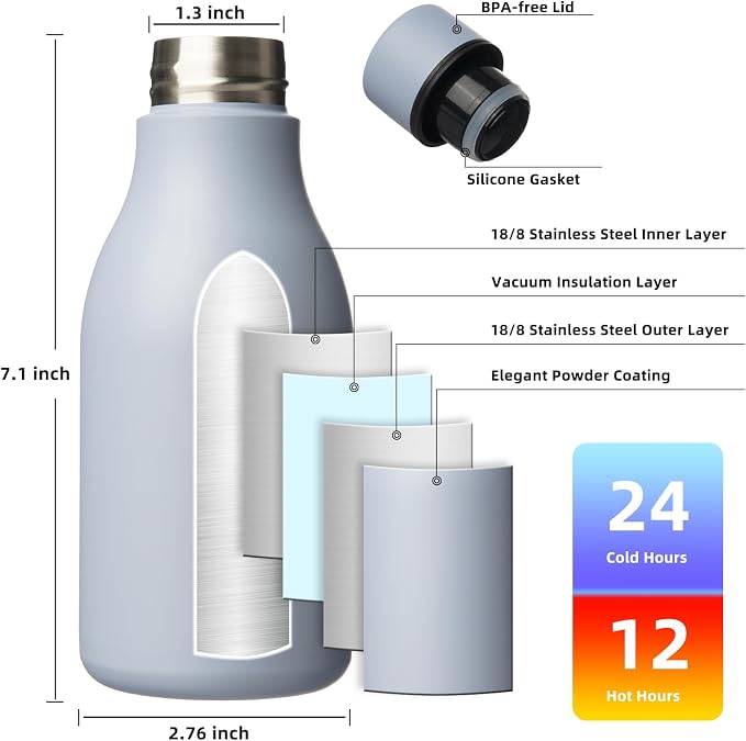 BJPKPK 12oz Insulated Water Bottle, Stainless Steel Bottle - Image 3