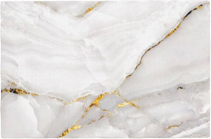 Fiokroo Marble with Golden Line Texture Placemats Set of 4 Table Mats Table by Fiokroo