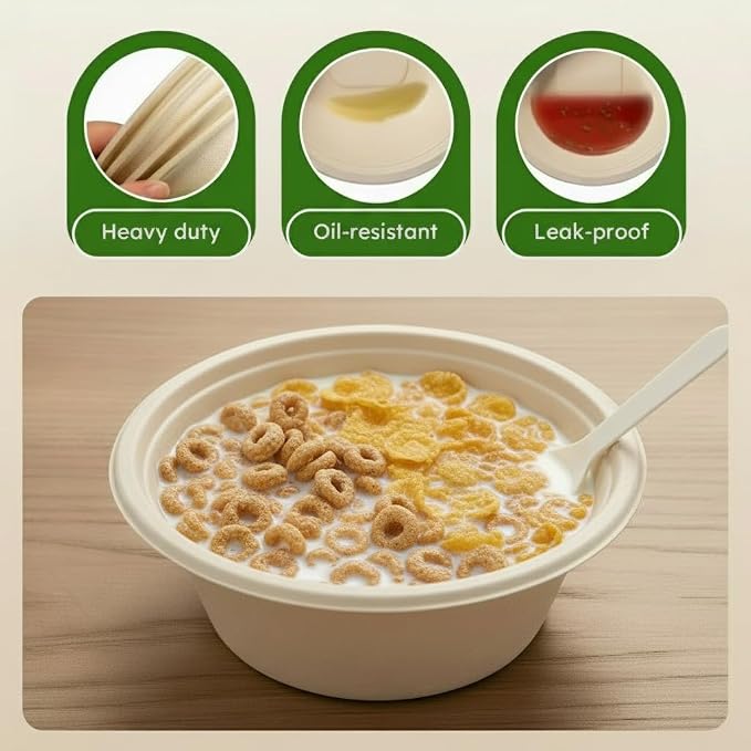 32 oz Disposable Paper Bowls, Heavy-Duty Compostable Soup Bowls, Eco-Friendly - Image 4