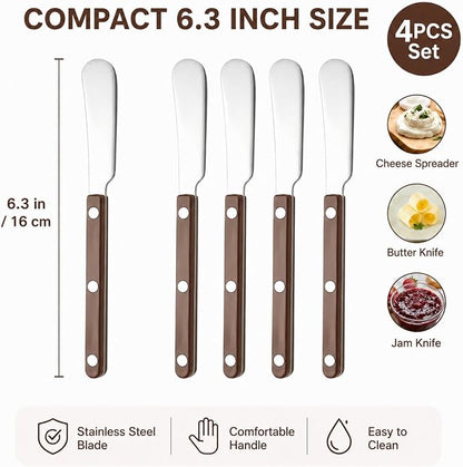 4PCS Stainless Steel Butter Knives Set: 6.3 Inch Cheese Spreader 304 Stainless - Image 7