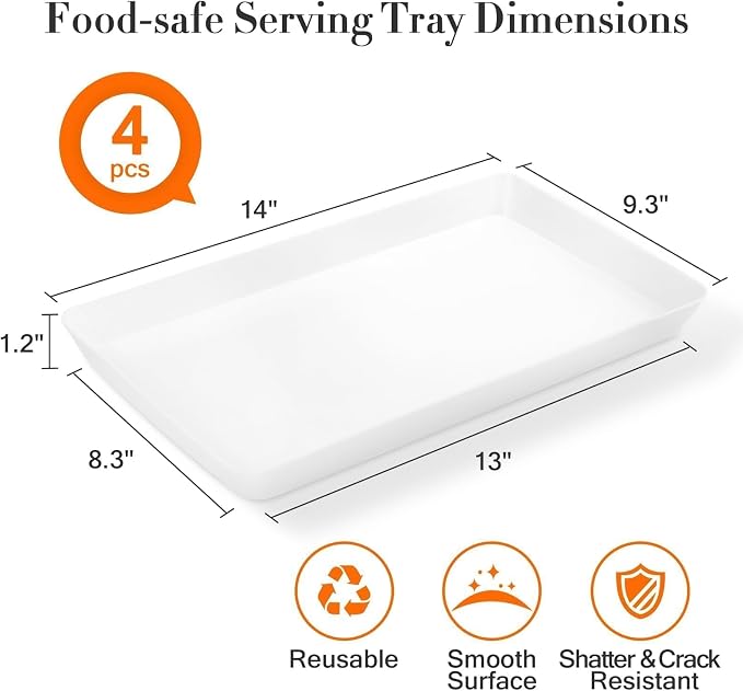 WOWBOX 4-Pack Reusable Plastic Serving Trays - Image 2