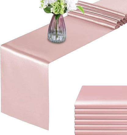 Rose Gold Table Runners, 12x108 Inches, 6 Pack | Satin, Silk and Smooth Fabric by HMQIANG