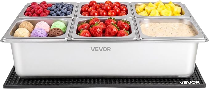 VEVOR Countertop Food Serving Display Container, Stainless Steel Food Salad - Image 9