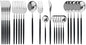 JASHII Flatware Serving Set 24 Piece, Stainless Steel Silverware Set, Titanium by JASHII