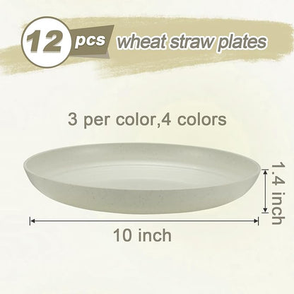HEYCOME 12 Pcs Unbreakable Deep Dinner Plates Set, 10 inch Reusable Plastic - Image 2