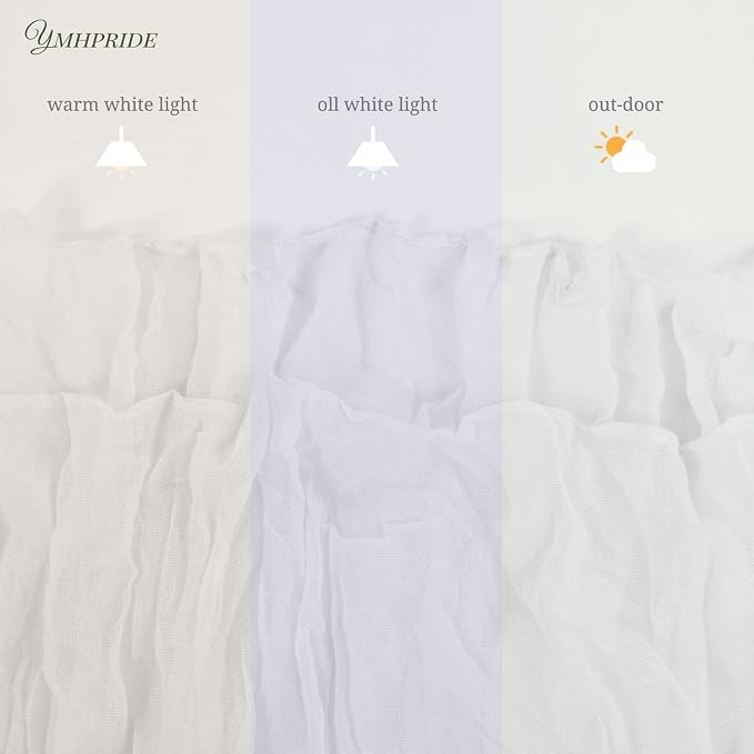 YMHPRIDE 12 Pack Cheesecloth Table Runner 35x120in White Table Runner | Boho - Image 5