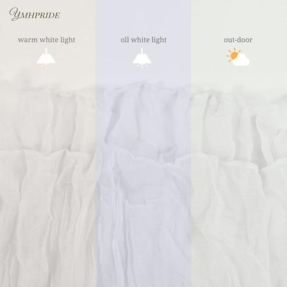 YMHPRIDE 12 Pack Cheesecloth Table Runner 35x120in White Table Runner | Boho - Image 5