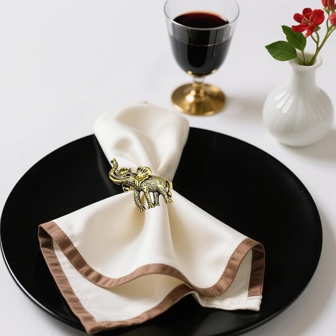 Elephant Napkin Rings Set of 12 Gold Tropical Animal Napkin Ring - Image 7