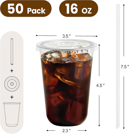 Soelomu 50 Sets 16oz Round Bottom Plastic Cups - Image 2