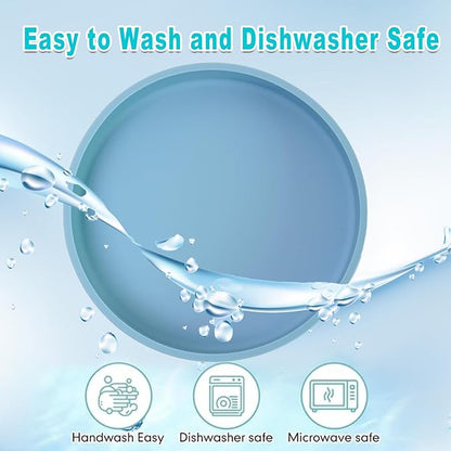 Silicone Dog Bowl Shallow Cat Food Bowls, 6 Inch Wide Cat Bowls Whisker Friendly, No Spill Less Mess Dog Plates for Dry and Wet Food, Set of 2 Puppy Bowls for Small Dogs and Cats