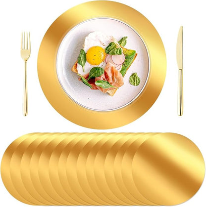 100PCS 13in Round Gold Placemats, Disposable Paper Chargers Plate | Paper by KesaPlan