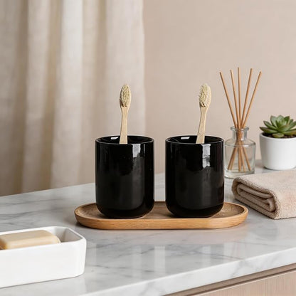 Gaolinci 2 Pcs Simple Solid Color Ceramic Mouthwash Cups, Bathroom Brushing Cup - Image 5