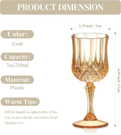XUWAIDSGN 24 Pcs 7oz Plastic Vintage Wine Glasses Drinking Glasses Unbreakable - Image 2
