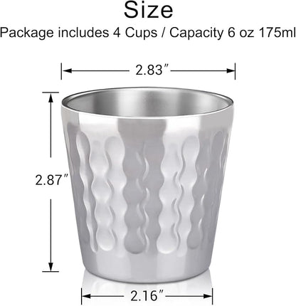 Beasea Stainless Steel Cups, 4 Pack 6oz Metal Drinking Stackable Double Wall - Image 2