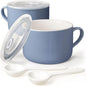Soup Bowls with Handles & Spoons, 30oz Ceramic Ramen Bowl with Lid, Large Soup by Wareland