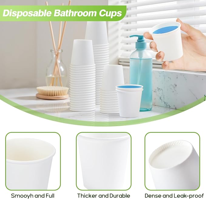 3oz Disposable Paper Cups, 100 Pack Bathroom Mouthwash Cups | Mini Dixie Cups - Image 3