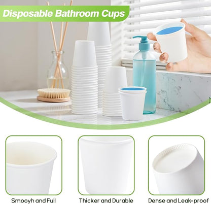 3oz Disposable Paper Cups, 100 Pack Bathroom Mouthwash Cups | Mini Dixie Cups - Image 3