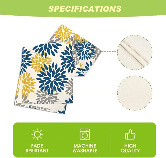 Artoid Mode Blue Dahlia Floral Pinnata Summer Table Runner, Spring Kitchen - Image 5