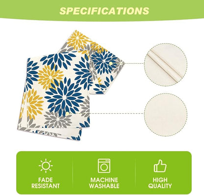 Artoid Mode Blue Dahlia Floral Pinnata Summer Table Runner, Spring Kitchen - Image 5