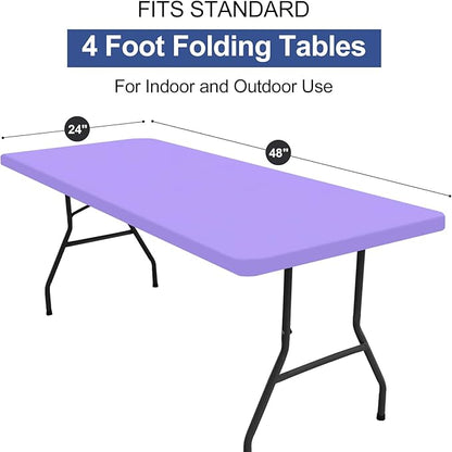 homing 2 Pack Rectangle Table Cloth, Elastic Fitted Fabric Tablecloth Fits for 4 Foot Folding Tables, Washable Table Cover for Picnic, Camping, Indoor & Outdoor (Lavender, 24" x 48")
