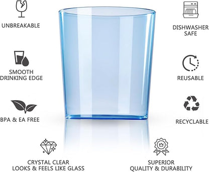Liacere Plastic Drinking Glasses (Set of 12) 14 oz Blue Reusable Plastic Glasses Colors，Kitchen Water Glasses Cup, Bar Tumbler Glassware Set for Beer, Juice, Cocktail, Whiskey, Milk