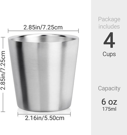 Beasea Stainless Steel Cups 6 oz, 4 Pack Small Stainless Steel Tumbler Bulk - Image 2