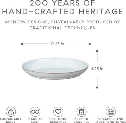 Denby - White Speckle Dinner Plates Set of 6 - White Reactive Glaze Patterned - Dishwasher, Microwave Safe Crockery 8.25" - Large Ceramic Stoneware Tableware - Chip & Crack Resistant